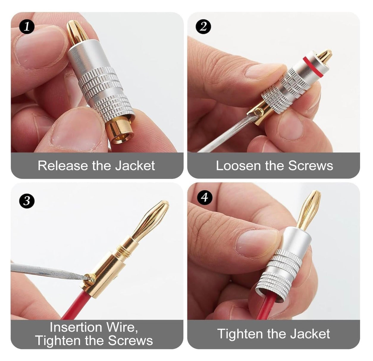 Banana Plug 24k Gold Plated Screw Red LX197063/R