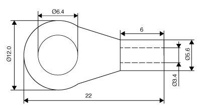 Crimps & Lugs 6.4mm Uninsulated Ring Crimp 12-10AWG Pk 100 H1537
