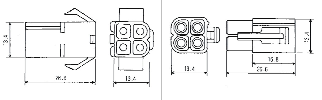 DC Power Connectors 4 Way 13A Male And Female Inline Connector H2321