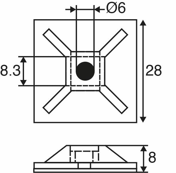 Cable Tie 28mm Adhesive Cable Tie Mounts Pk 1000 H4124A