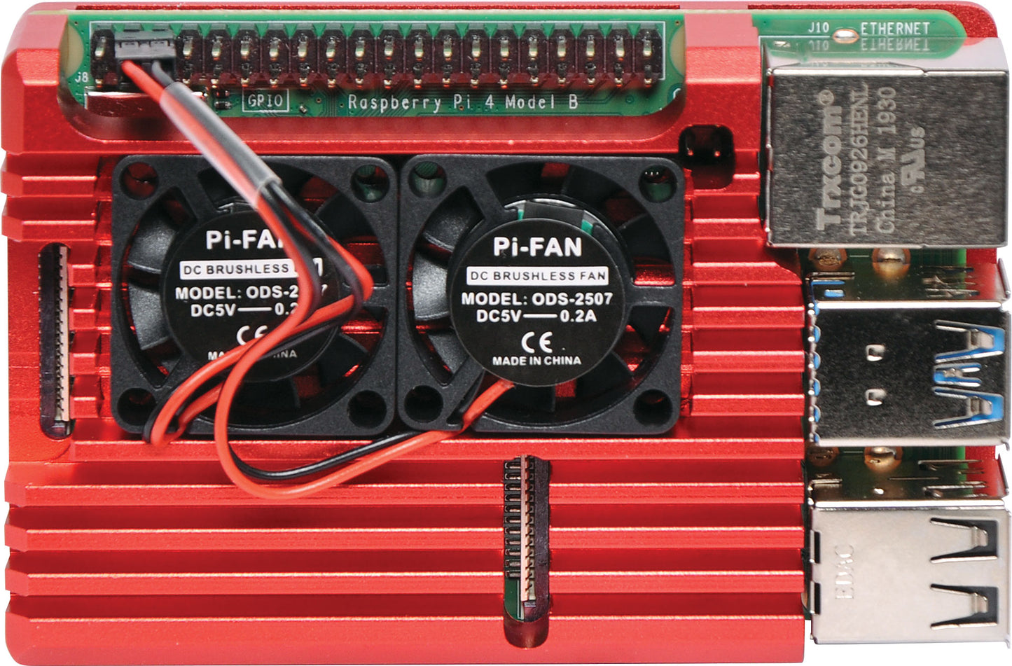 Raspberry Pi Dual Fan Armour Case To Suit Raspberry Pi 4 Red H8959