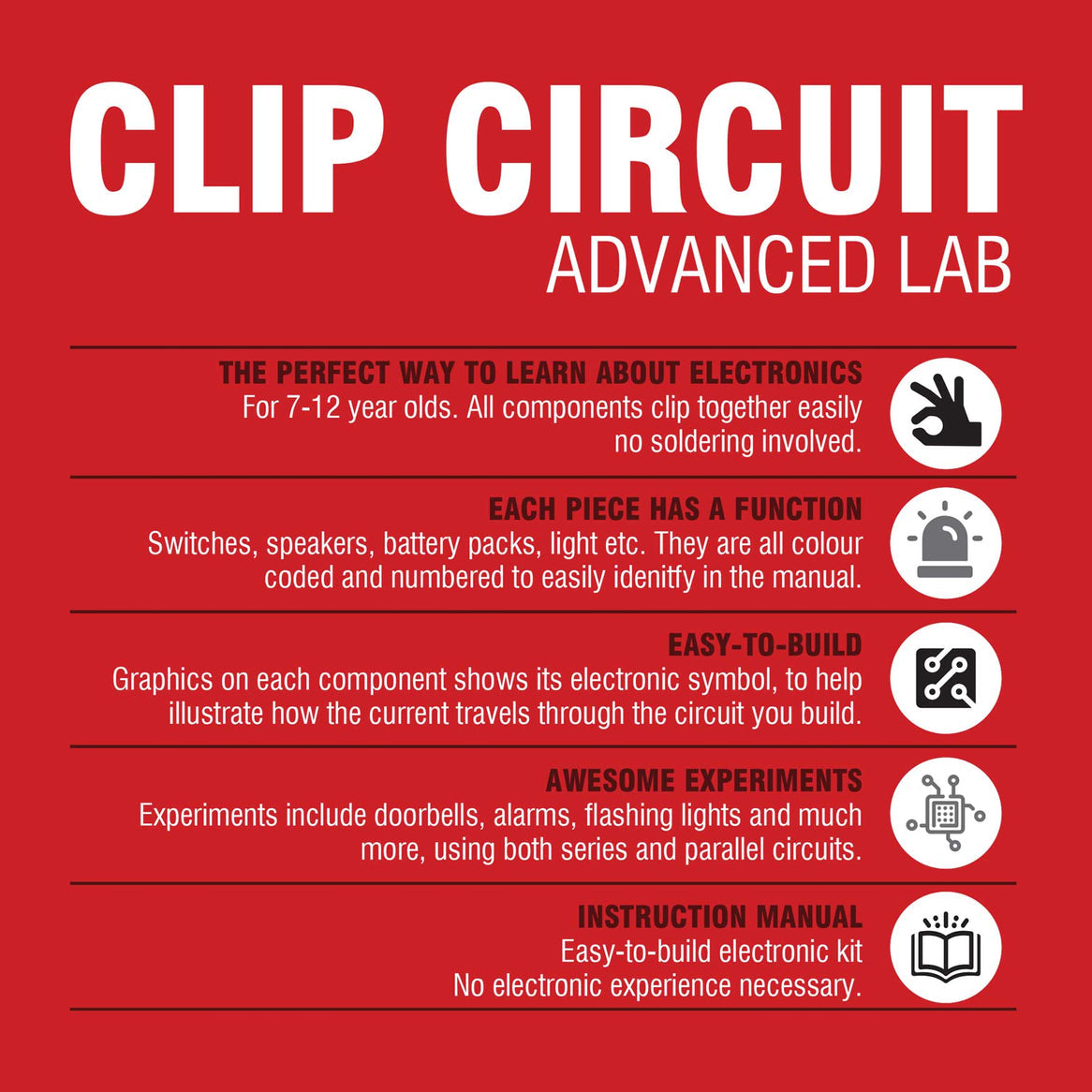 HEEBIE JEEBIES Clip Circuit Advanced Lab 180 Electronic Experiments Kit HJ-0180