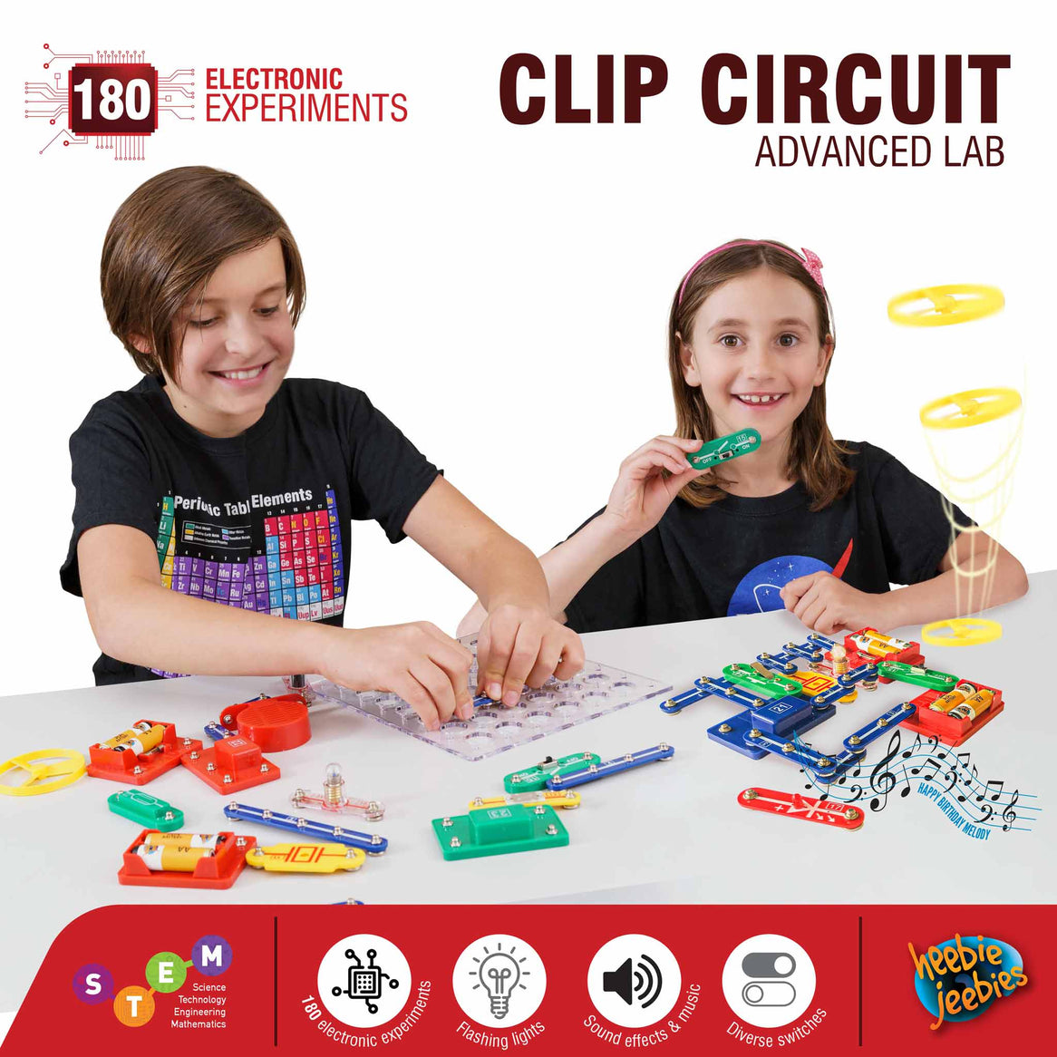 HEEBIE JEEBIES Clip Circuit Advanced Lab 180 Electronic Experiments Kit HJ-0180