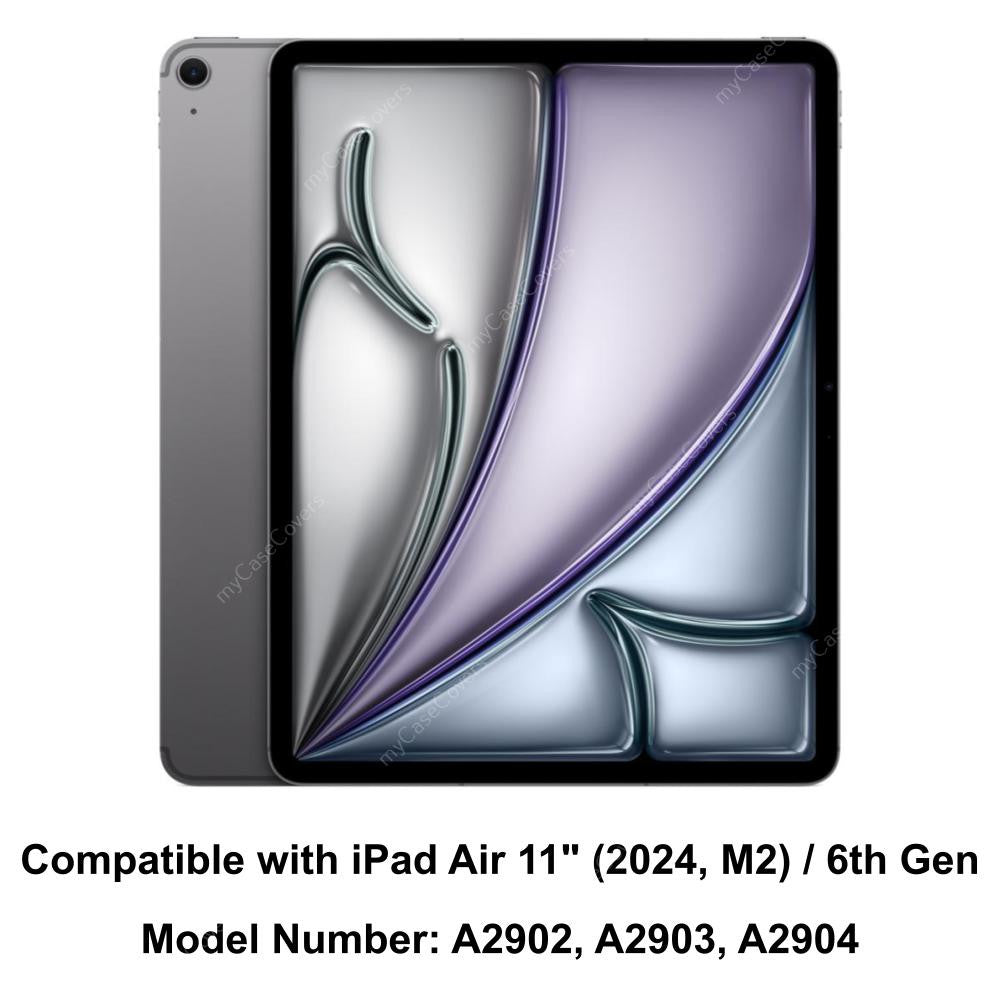 iPad Air 11" 2024 M2 Strap Rugged Shockproof Case Cover Apple 6th Gen 6 Black IPA11-2024P66BK