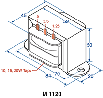 Audio Transformers 20W 100V Line PA EI Core Speaker / Audio Transformer M1120