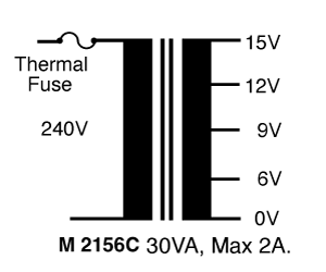 EI Core Transformer 6-15V / 240V 2A M2156C