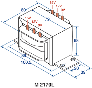 EI Core Transformer 12-30V / 240V 100VA EI Core Transformer M2170L