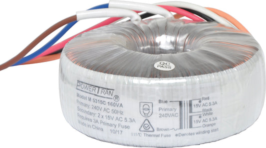 Toroidal Transformer 15 + 15 160VA Toroidal M5315C