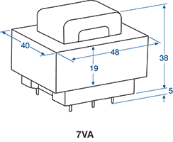 EI Core Transformer 7VA 6+6V PCB M7112A