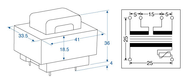 EI Core Transformers 7VA Compact 7.5+7.5V PCB M7155