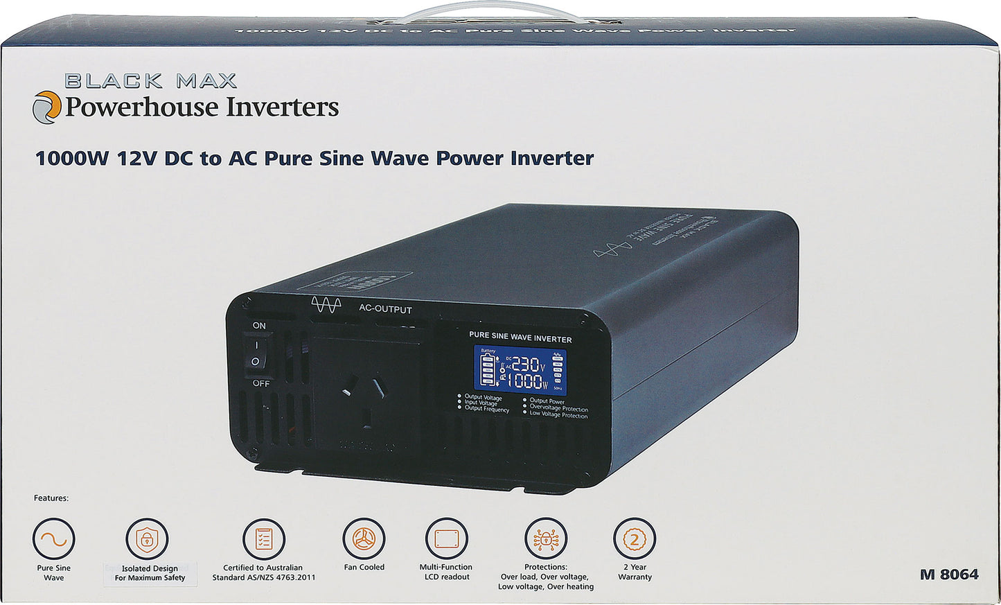 DC-AC Power Inverter 1000W 12V DC To AC Pure Sine Wave Power Inverter M8064