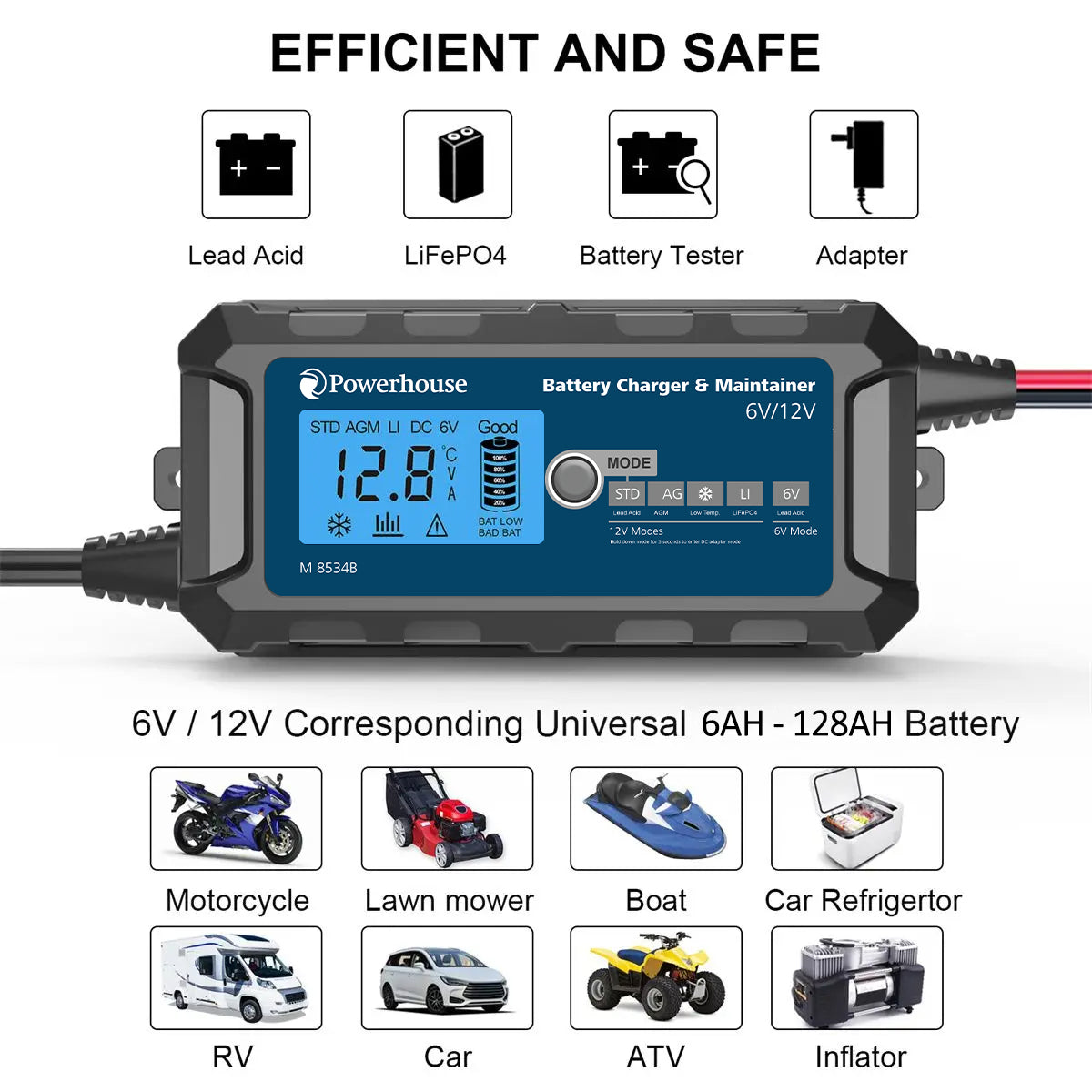 Battery Charger 6V/12V 6A / 14.4V 4.5A Automotive M8534B