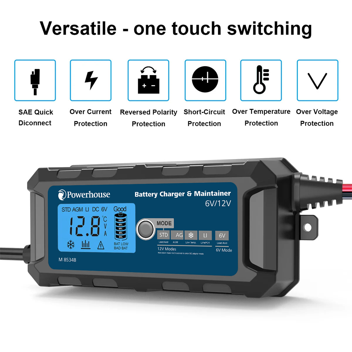 Battery Charger 6V/12V 6A / 14.4V 4.5A Automotive M8534B
