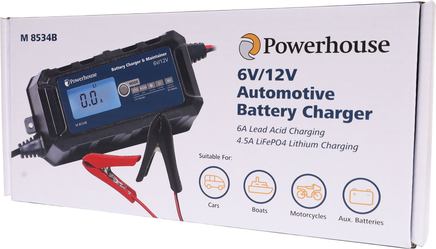 Battery Charger 6V/12V 6A / 14.4V 4.5A Automotive M8534B