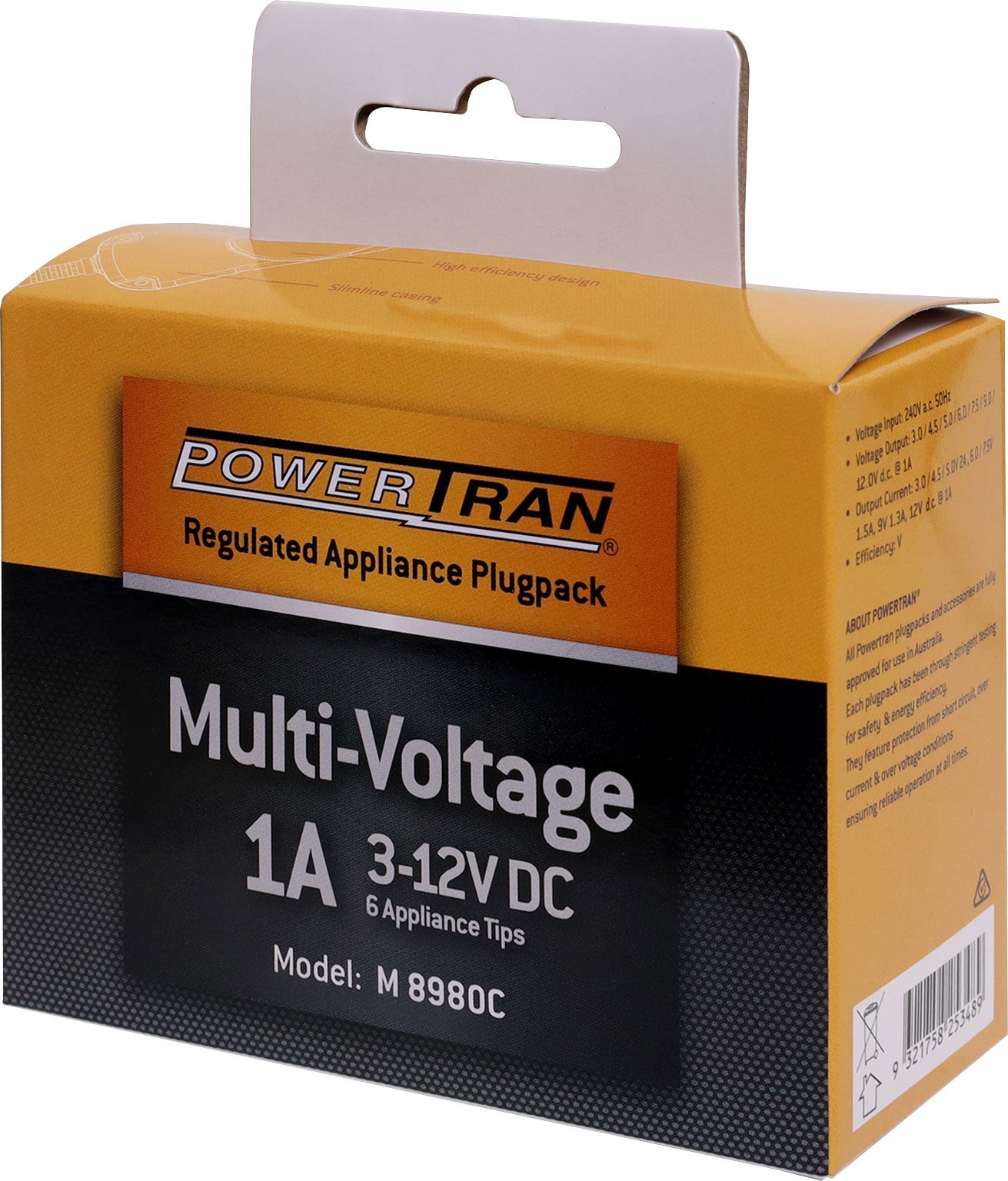Power Adapter 3-12V DC 1A Appliance Power Supply Adapter (2A Max) M8980C