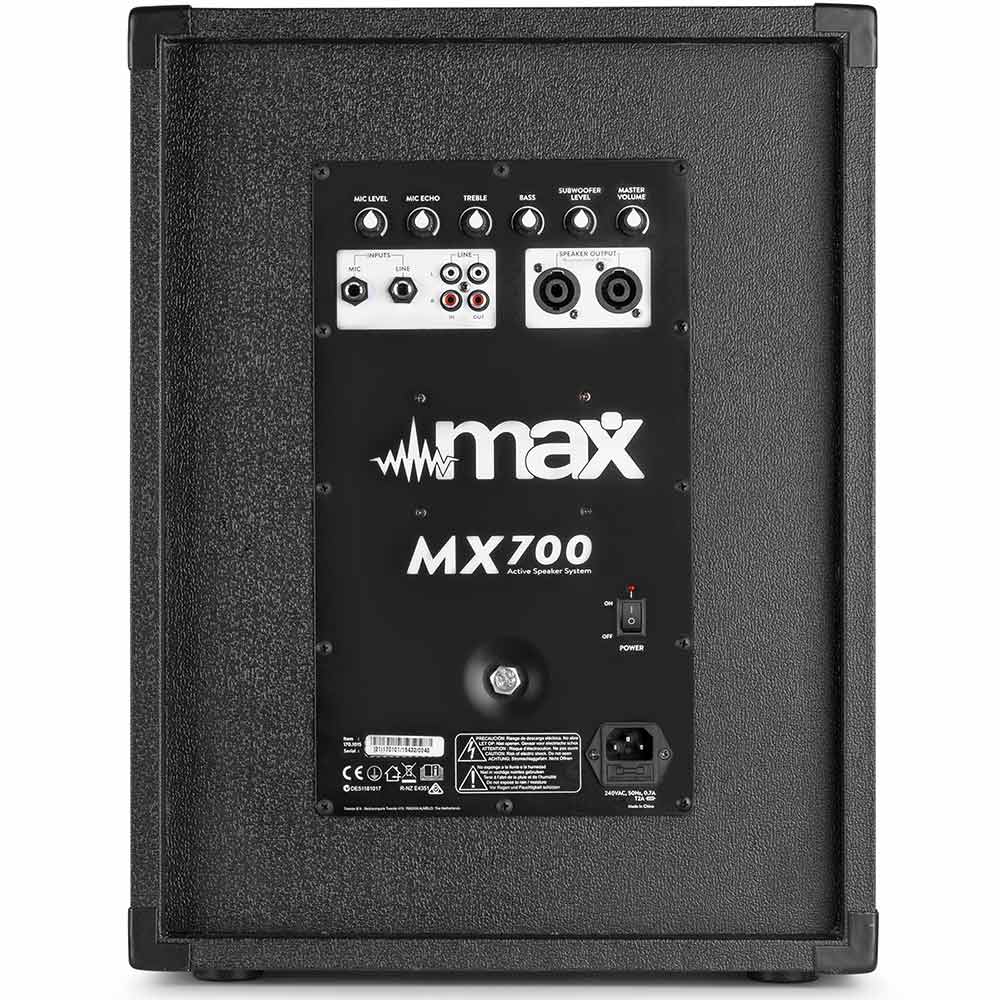 Max Mx700 2.1 Active Loudspeaker System 12" Subwoofer MX700