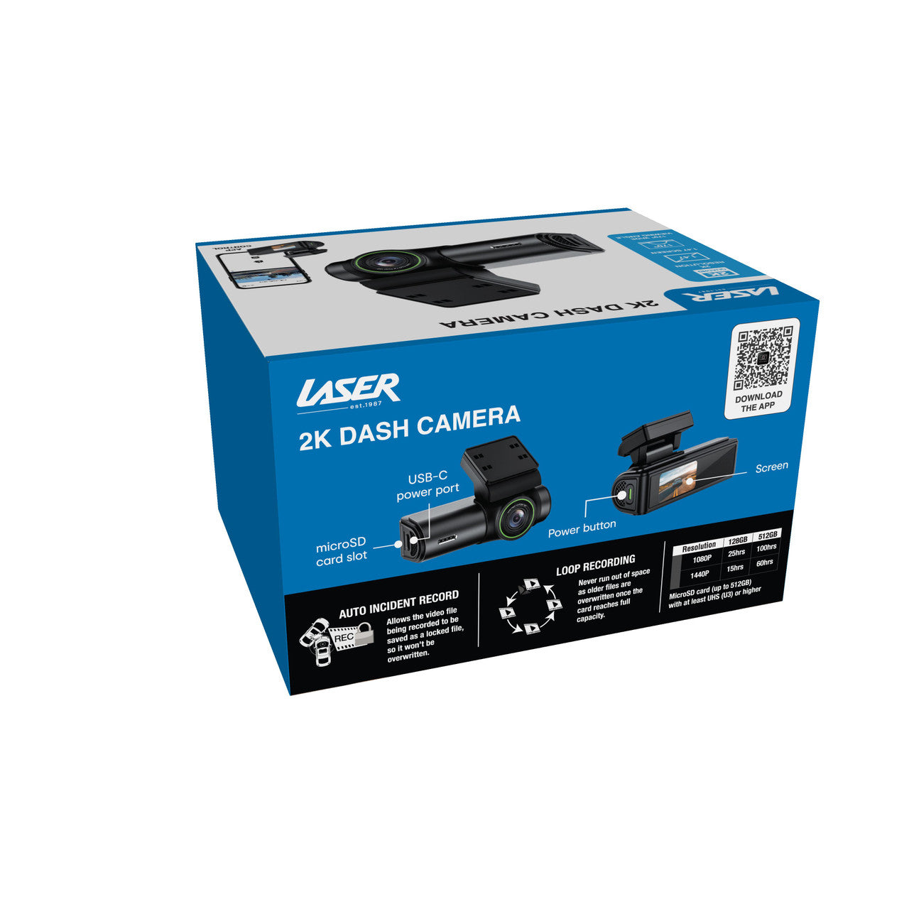 Laser Dash Cam 2k Wifi App Black NAVC-2K25-755