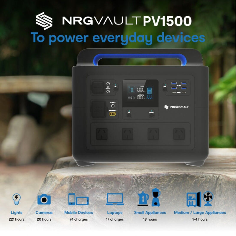 NRGVault Pv1500-1500w Portable Power Station PWR-PV1500-PS