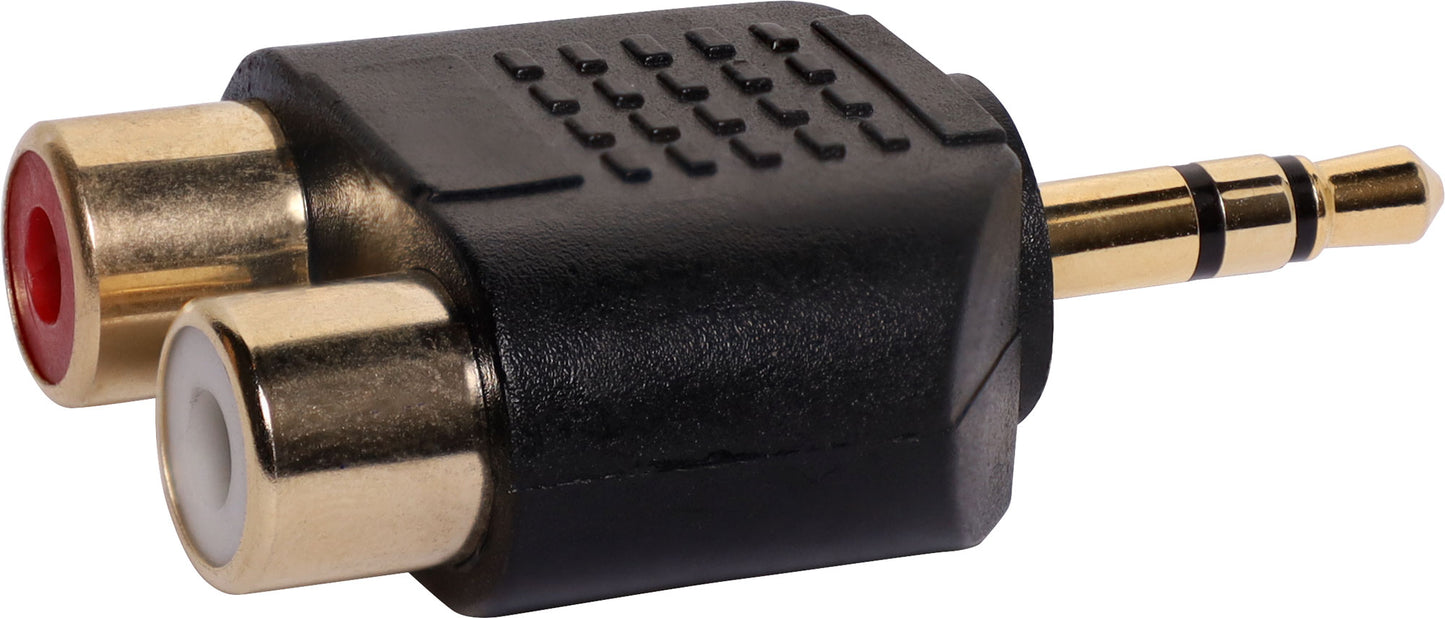 RCA Adapter 2 RCA Female to 3.5mm Stereo Plug P0372
