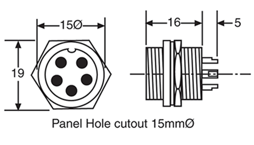 Microphone Connector 5 Pin Male Chassis Mount P0956