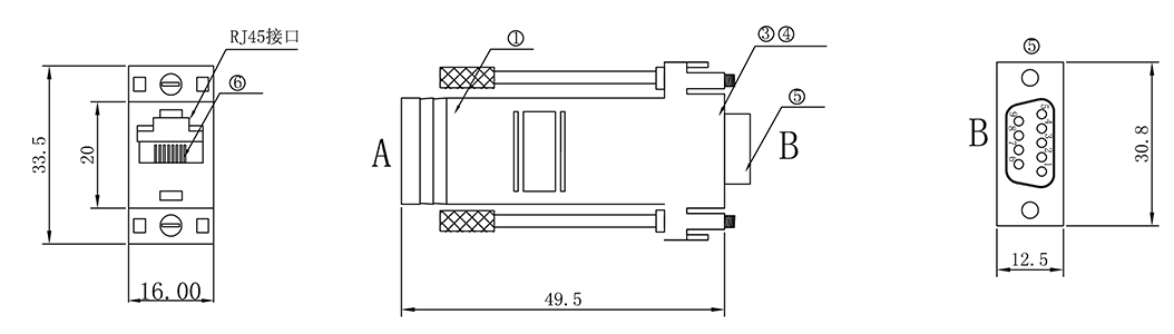 D-Sub Connector DE9 Female To RJ45 Modular Adapter P1692A
