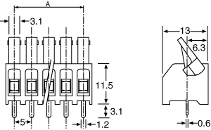 Screw Terminal 2 Way 5mm PCB Mount Terminal Block With Cam Lever P2068