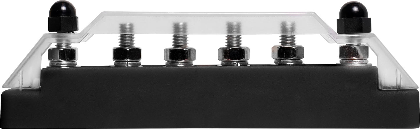 DC Power Connectors Busbar 6 Way 150a M6 Stud Bolt Down Black P2161