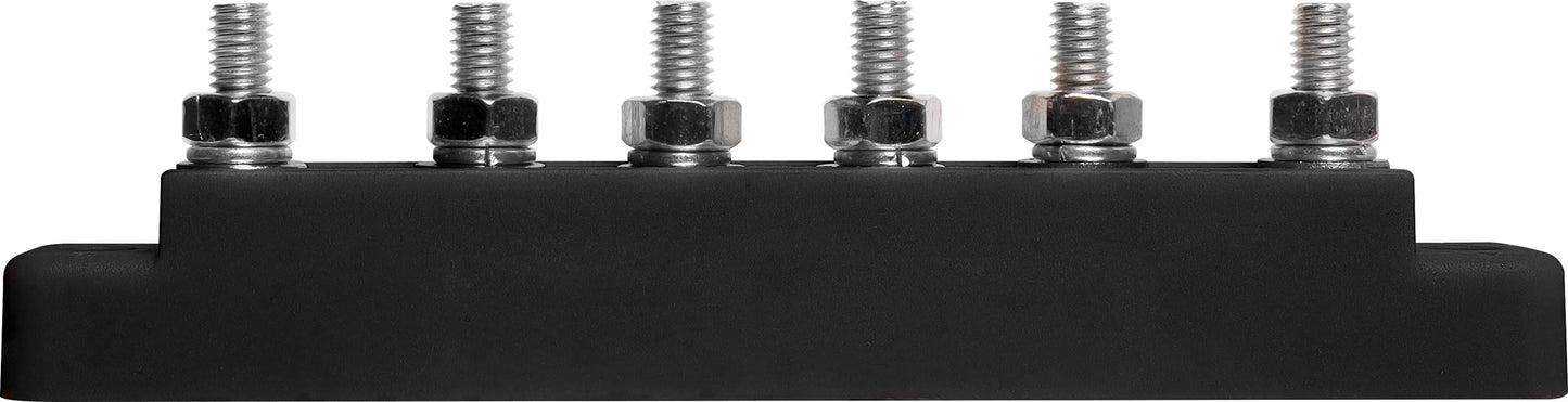 DC Power Connectors Busbar 6 Way 150a M6 Stud Bolt Down Black P2161