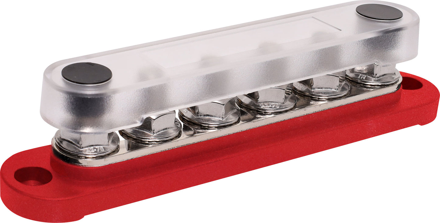 DC Power Connectors Busbar 6 Way 300a M8 Stud Bolt Down Red P2162