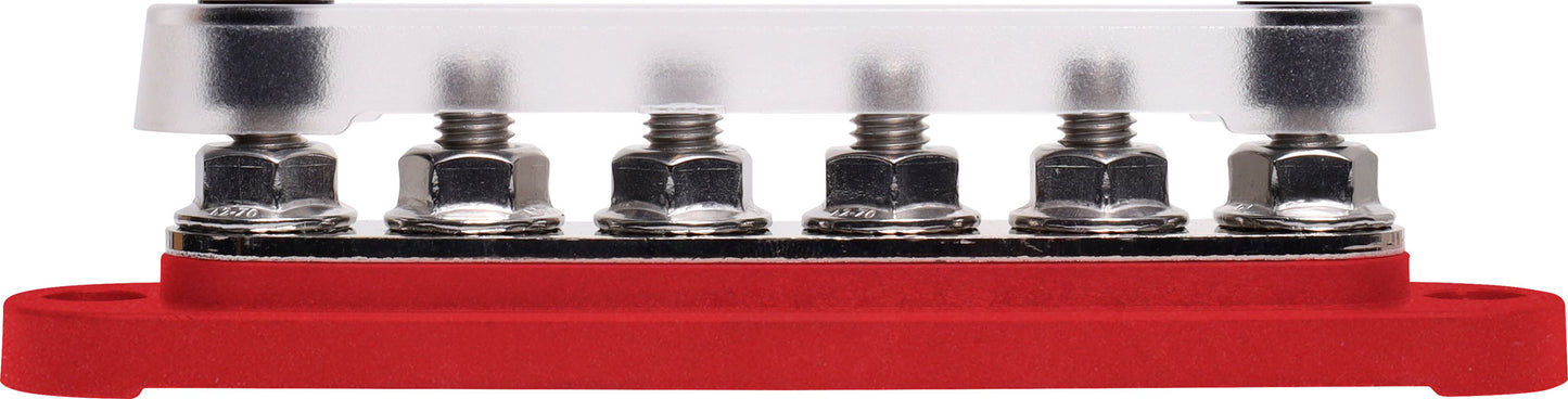 DC Power Connectors Busbar 6 Way 300a M8 Stud Bolt Down Red P2162