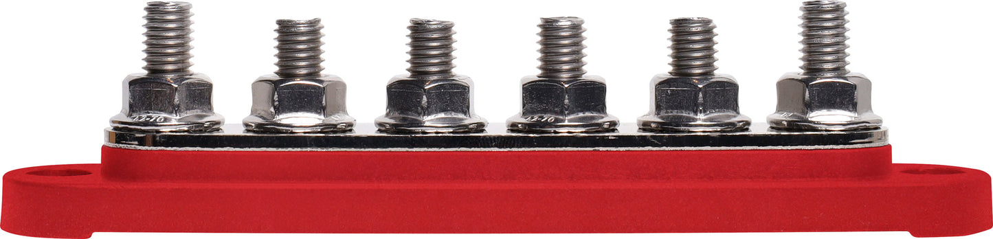 DC Power Connectors Busbar 6 Way 300a M8 Stud Bolt Down Red P2162