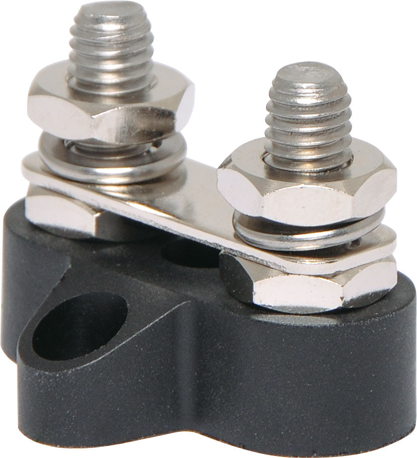 DC Power Connector Dual Black M8 Power Distribution Post with Bridge Plate P2181