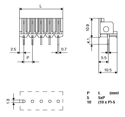 Pluggable Header 36 Way 5mm PCB Mnt Pluggable Terminal Socket P2372