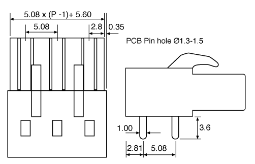 Pluggable Header 4 Way 5.08mm Horiz. PCB Mount Pluggable Header P2834