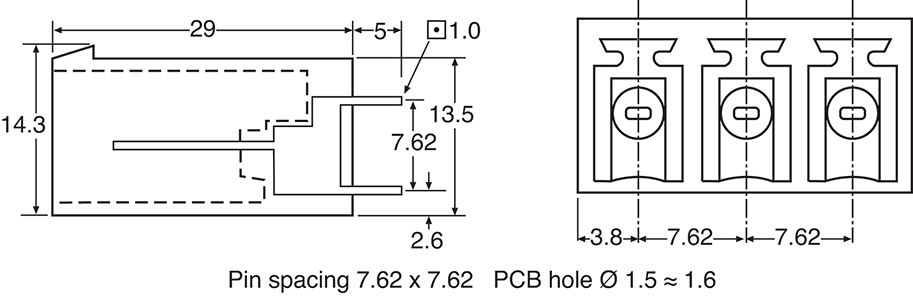 Pluggable Headers 3 Way 7.62mm Vert PCB Mount Pluggable Socket P4323