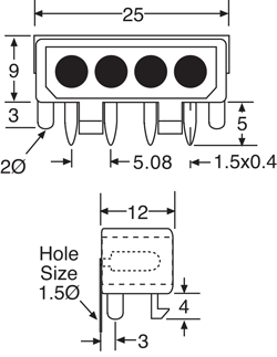 Pluggable Header 5.08mm 4 Pin Male PCB Mount 90 Deg. Connector P5671A