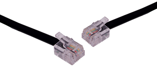 Telephone Cable RJ14 Plug to RJ14 Plug Black 2m P7064