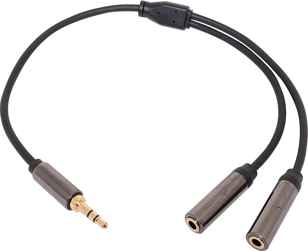 Audio Lead 0.3m 3.5mm Stereo Plug To 2 X 3.5mm Stereo Socket Cable P7210D