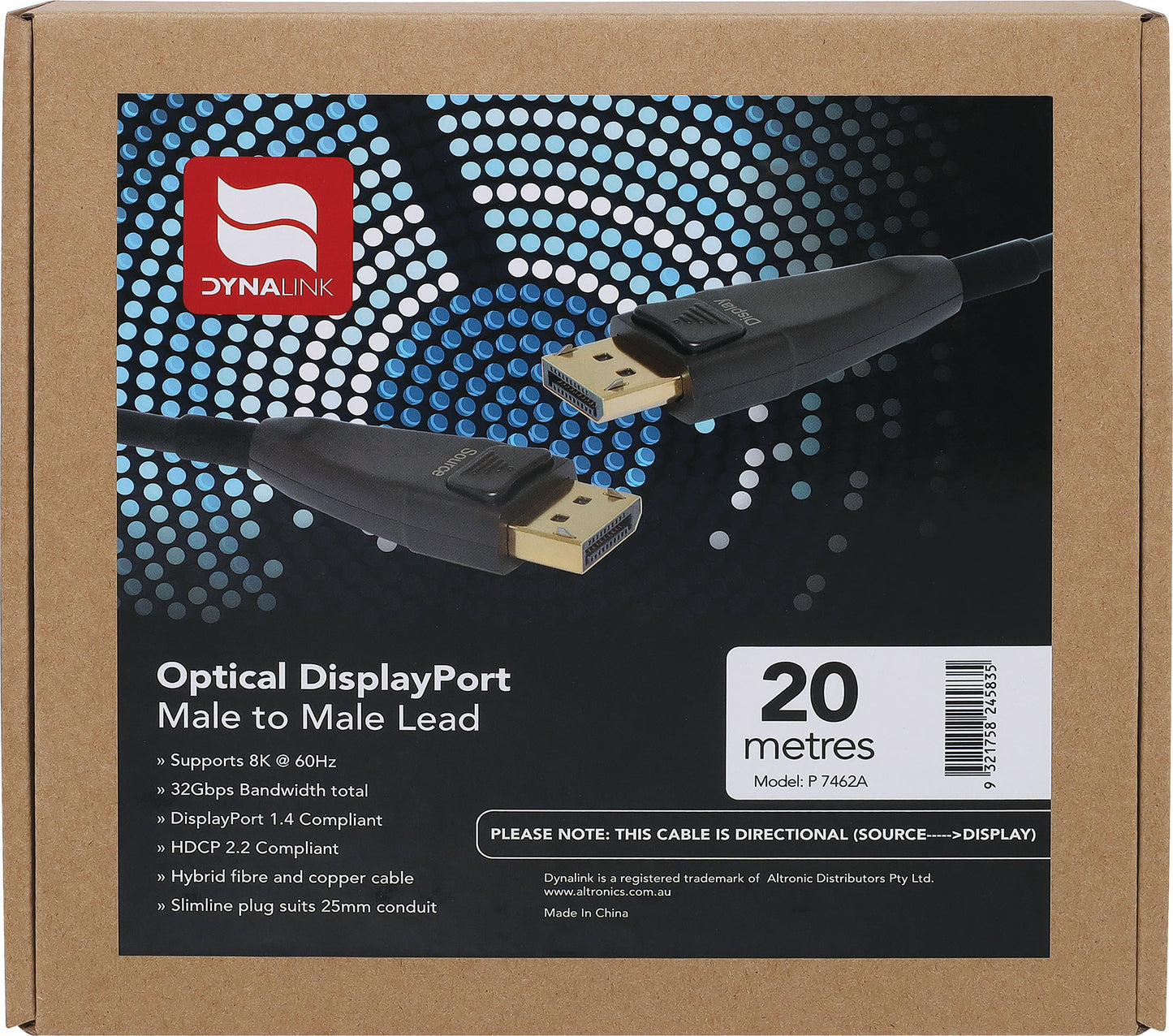 DisplayPort Male Optical to Male Lead 20m P7462A