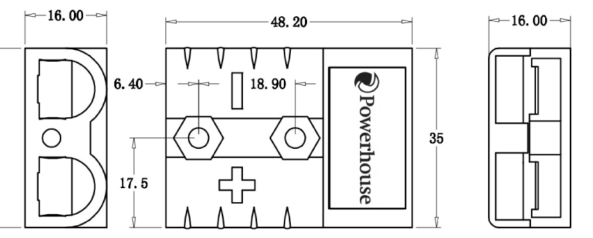 DC Power Connectors 50A 600V Blue High Current DC Anderson Style Power Plug P7763