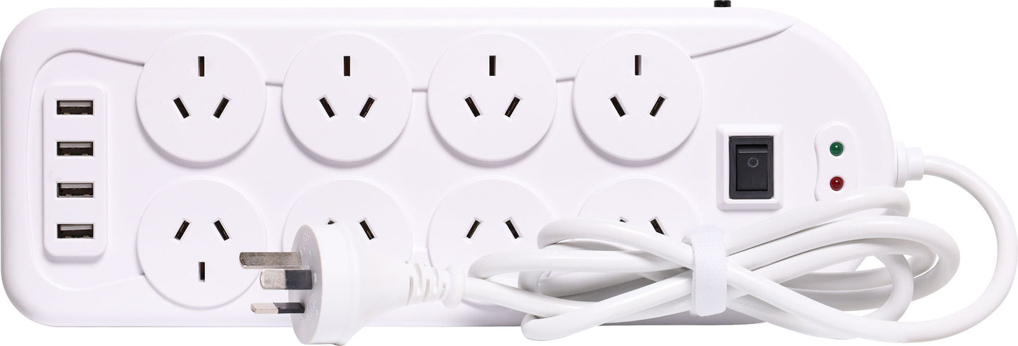 Power Boards & Filters 8 Way Mains Power Board With 4 USB Ports P8159