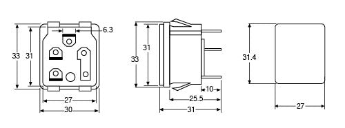C14 Male Socket Chassis Snap-In Fused M205 10A IEC P8325