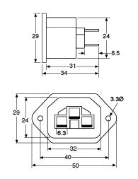 C13 Female Plug Chassis Mount 10A IEC P8326A