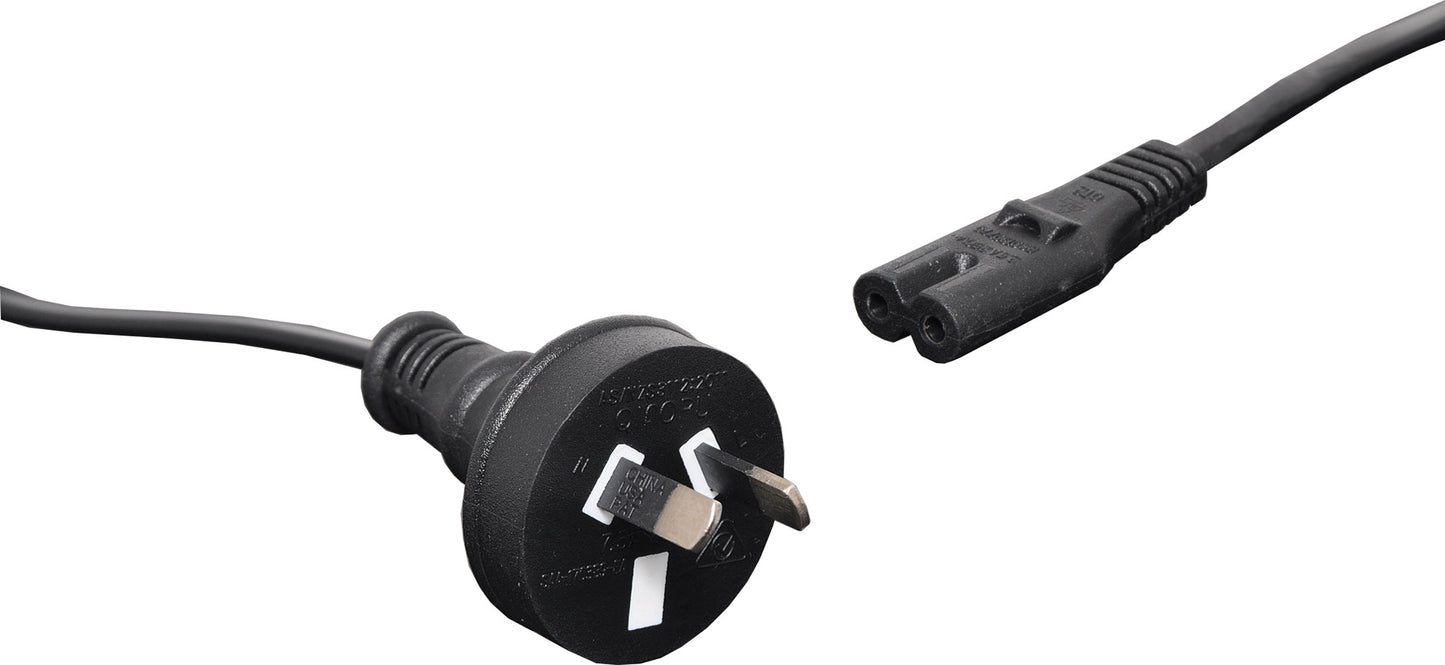 Appliance Power Cable 1.8m Figure 8 C7 Appliance 2.5A 2 Pin Black Mains Power Cable P8404C