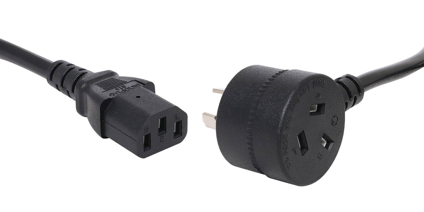 Extension Power Cable Piggyback to IEC C13 3 Pin Black 2m P8424