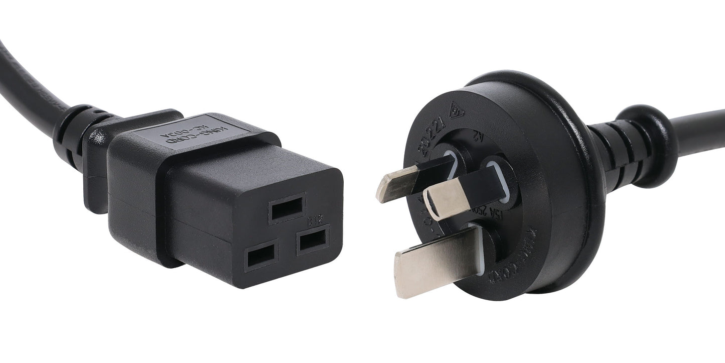 Appliance Power Cable 2m IEC C19 15A To 3 Pin Black Appliance Mains Power Cable P8442A