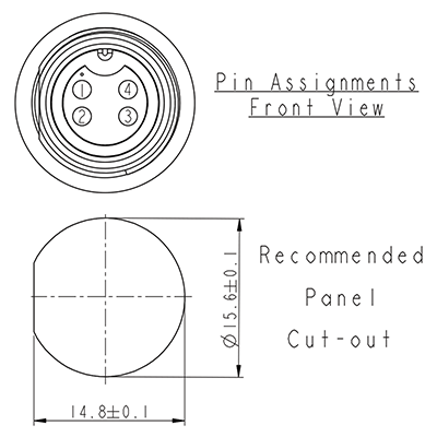 Circular Connectors 4 Pin 5A Screw-On Female Chassis IP67 Waterproof Socket P9444