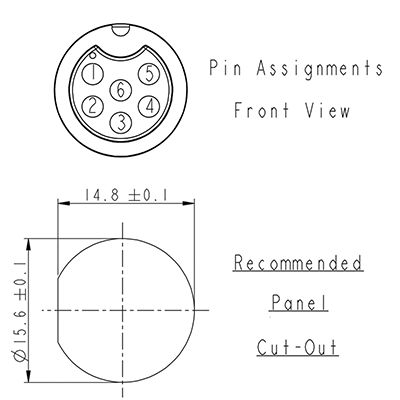 Circular Connector 6 Pin 5A Screw-On Female Chassis IP67 Waterproof Socket P9446A