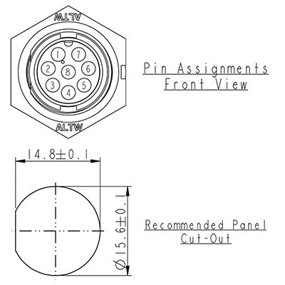 Circular Connector 8 Pin 5A Locking Male Chassis IP67 Waterproof Plug P9468A
