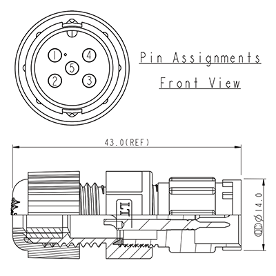 Circular Connector 5 Pin 5A Locking Male Line IP67 Waterproof Plug P9475